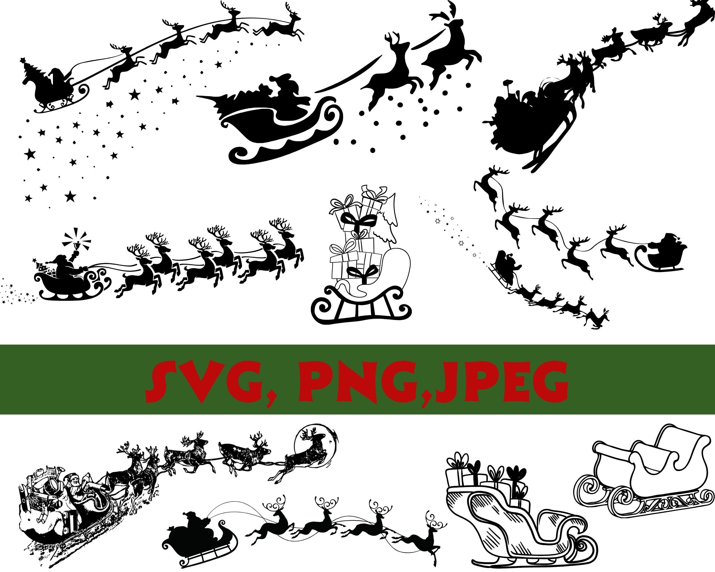 Santa's Sleigh SVG / Sleigh Svg Christmas / Santa and Reindeer ...