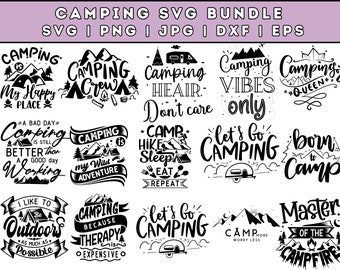 Paquete SVG de camping, Camping SVG, Camper Svg, Camp Life Svg, Camping Sign Svg, Verano Svg, Aventura Svg, Campfire Svg, Camping archivos cortados