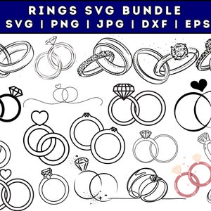 Marriage Rings Svg Bundle, Ring Svg, Wedding Svg, Clipart, Silhouette, Cricut, Engagement Ring SVG, Marriage Svg