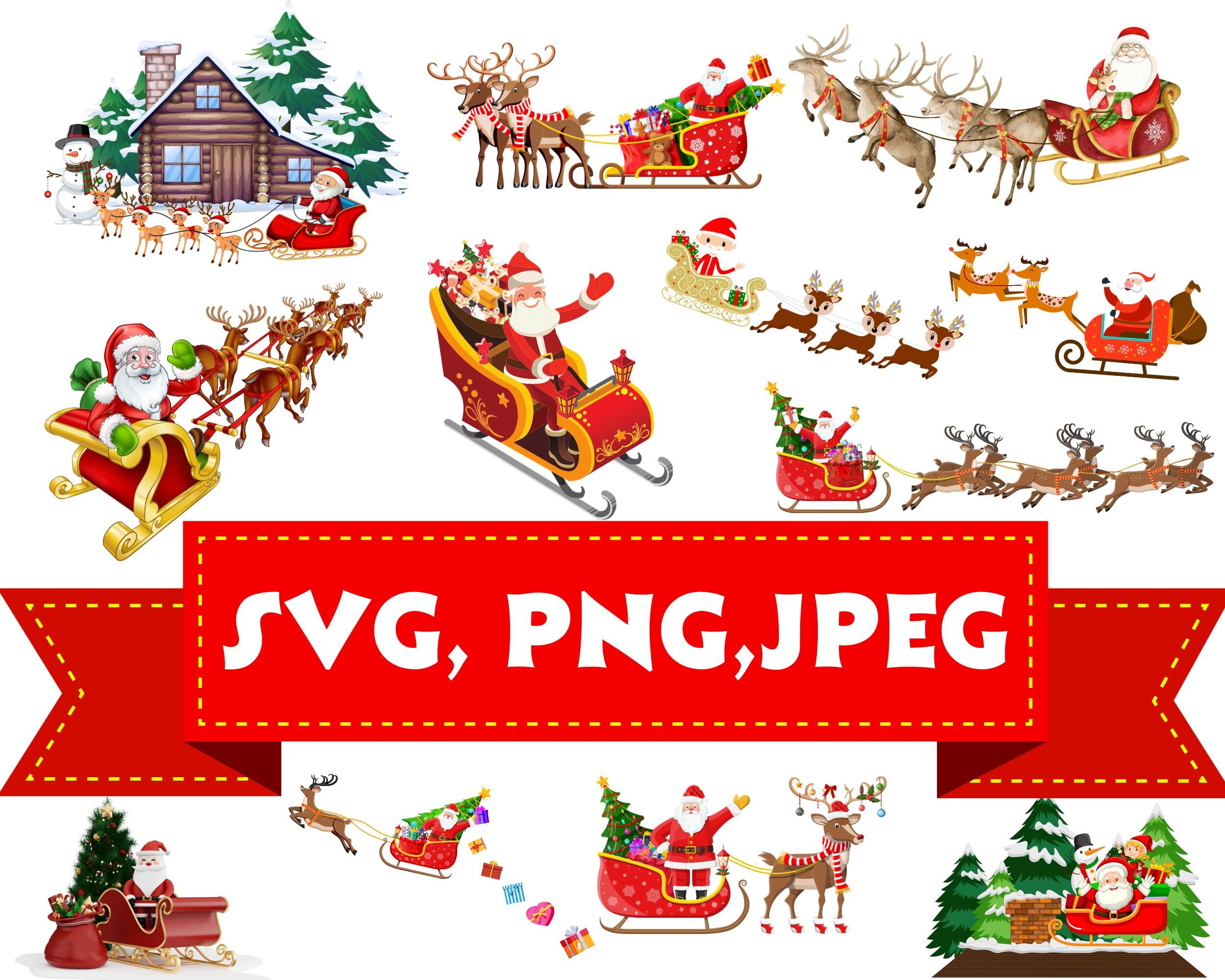 Santa Sleigh Svg Sleigh Svg Christmas Sleigh Svg Christmas Svg Svg
