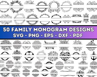 Family Name Monogram SVG Bundle: Wreath Frame Designs (Digital Download)