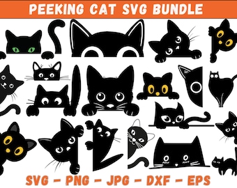 Peeking Cat Silhouette: SVG PNG EPS Clipart, Cut Files (Instant Download)