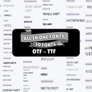 The Ultimate 50 Fonts - Font Bundle ttf svg Heart font, Cricut, Canva Font, Script Font, Digital Fonts, Procreate Fonts, Crafting font