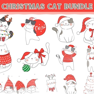 Christmas Cat SVG Bundle | Christmas cat clipart | Cat Bundle | Meowy Christmas svg | Cat Ornament svg|  Funny Cat svg