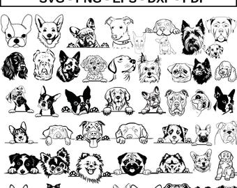 Peeking Dog SVG Clipart: Silhouette Vector Files (Digital Download)