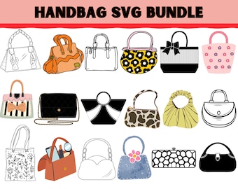 Pacchetto SVG per borse: grafica con silhouette di borsetta (download digitale)
