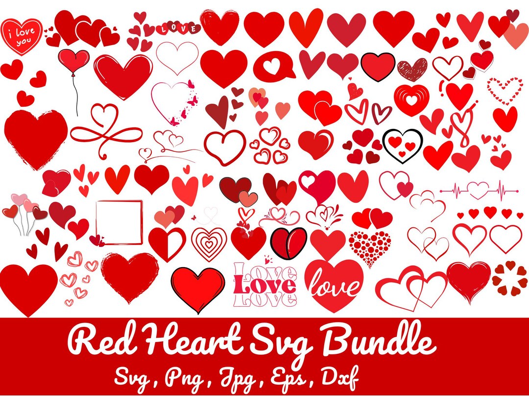 Red Hearts SVG Bundle: Valentine's Day Graphics (digital Download) - Etsy