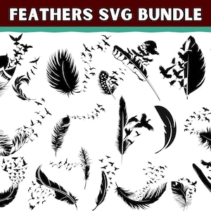 Feather birds svg| Feather svg bundle| Flock of birds feather svg| flying birds svg| Feather clipart| Silhouette feather| Png feather