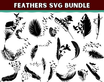 Feather Birds SVG Bundle: Flying Bird Clipart (Digital Download)