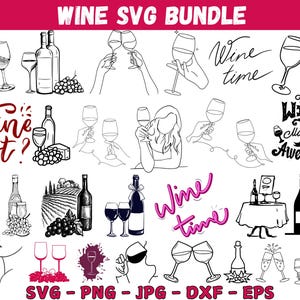 Wine SVG Bundle - Wine PNG Bundle - Wine Clipart - Wine SVG Cut Files for Cricut - Wine Glass Svg Png - Wine Drinking Svg Png - Vineyard Svg