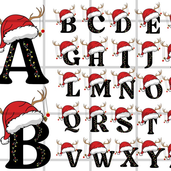 Paquete SVG del alfabeto navideño, letras A-Z svg para Cricut, Silhouette Cameo, sublimación png, personalizar la idea de regalos de Navidad, apellido