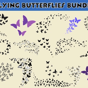 Bundle SVG papillons volants/Silhouette papillon mise en page/papillon anniversaire/essaim de papillons SVG coupe fichier, clipart, téléchargement numérique
