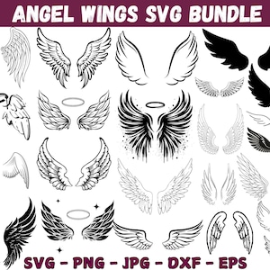 Angel Wings Svg Bundle, Angel Wings Clip Art, Wings Cut File For Silhouette, Angel Wings Bundle, Wings Svg Png Dxf,memorial svg ,rip svg