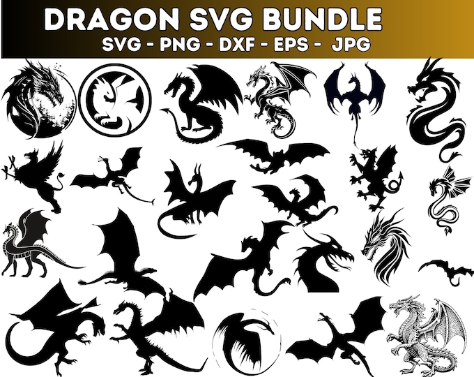 Dragon Svg Bundle \ Dragons Svg Files \ Dragon Cut Files \ Dragons Svg ...