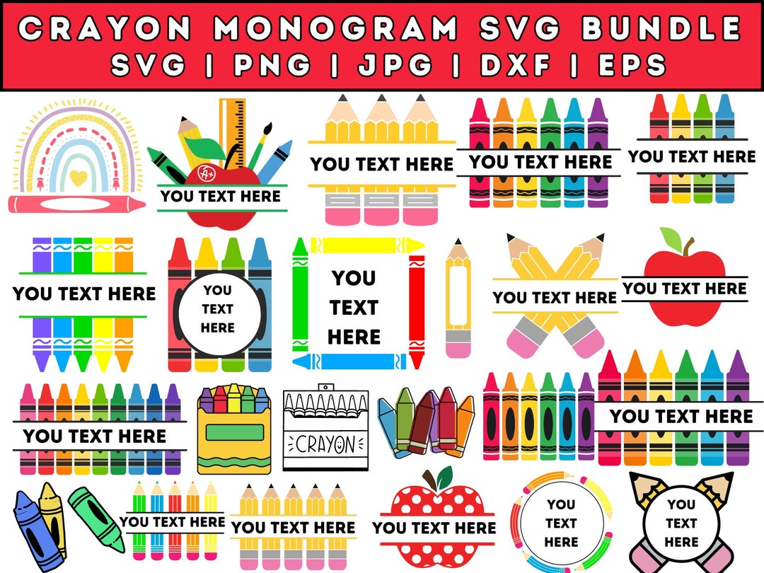 Crayon Split Monogram SVG Bundle: Teacher Cut File (digital Download ...