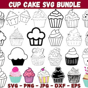 Cupcake SVG, Cake Cut file, Cupcake bundle svg, jpg ,png, Sweets svg, Cupcake Outline SVG, Birthday svg, Cupcake clipart Instant download