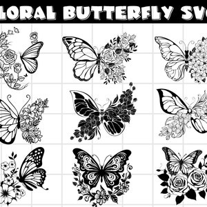 Butterfly Svg\ Floral butterfly svg\ Butterfly flower svg\ Butterfly svg file\ Floral butterfly svg\ Cutting file Cricut Silhouette