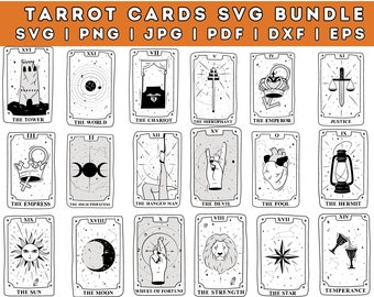 Celestial Tarot Cards SVG Bundle: Major Arcana (Digital Download)