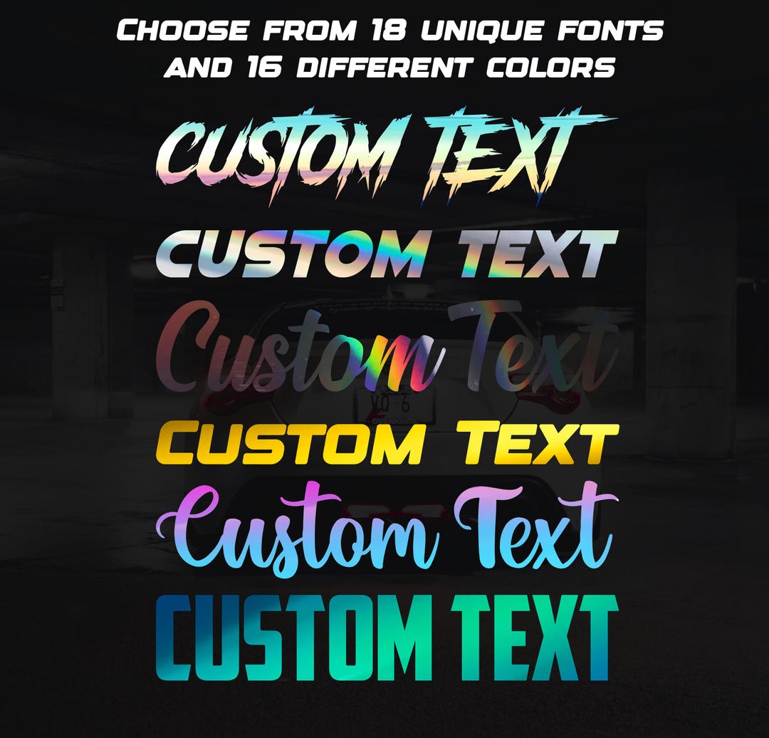 Personalized Text Custom Text Vinyl Decal - Holographic Personalized Adhesive Sticker ...