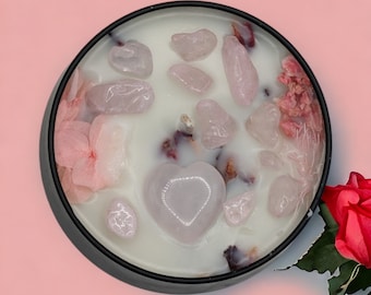 Valentines Edition pink heart and flower candle (4oz)