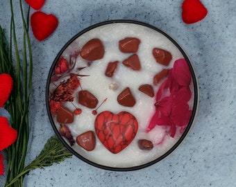 Valentines Edition red heart and flower candle (4oz)