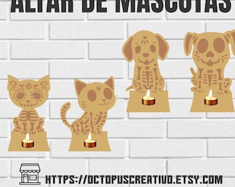 Mini Altares de Muertos para Mascotas (4) | Day of the Dead SVG,eps,cdr | Día de Muertos México | Ofrenda SVG,DXF | Nicho Altar de Muerto