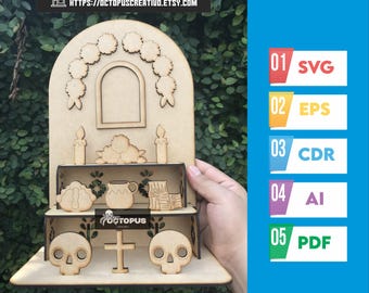 altar of the dead, Day of the Dead SVG, Day of the Dead Mexico, Day of the Dead Laser Cut, offering SVG, memorial kit, niche altar of the dead #2
