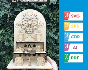 Day of the Dead altar, Day of the Dead SVG, niche altar of the dead, Day of the Dead laser cut, offering SVG, memorial kit, Day of the Dead Mexico