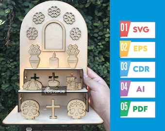 altar de muertos | day of the dead svg, dia de muertos mexico| day of the dead Laser cut| ofrenda svg, memorial kit| nicho altar de muertos