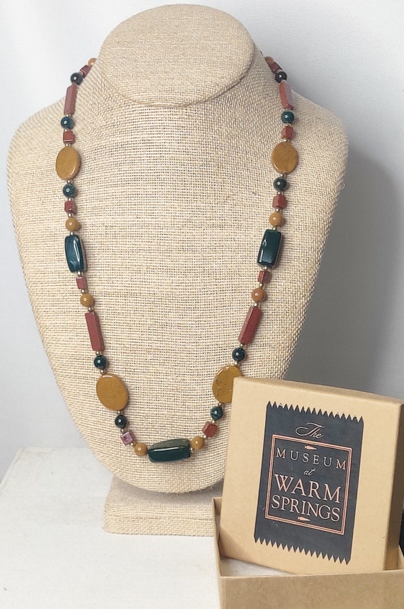 Native American Jasper Beaded Necklace 26 Inch Le… - image 1