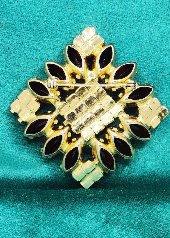 Beautiful Art Deco Ruby Red and AB Rhinestone Squ… - image 3