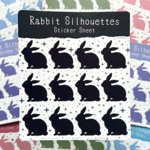 Rabbit Silhouette Sticker Sheet | Rabbit  Sticker Sheet | Rabbit Sticker | Matte Sticker Sheet | Rabbit Gift | Rabbit Art