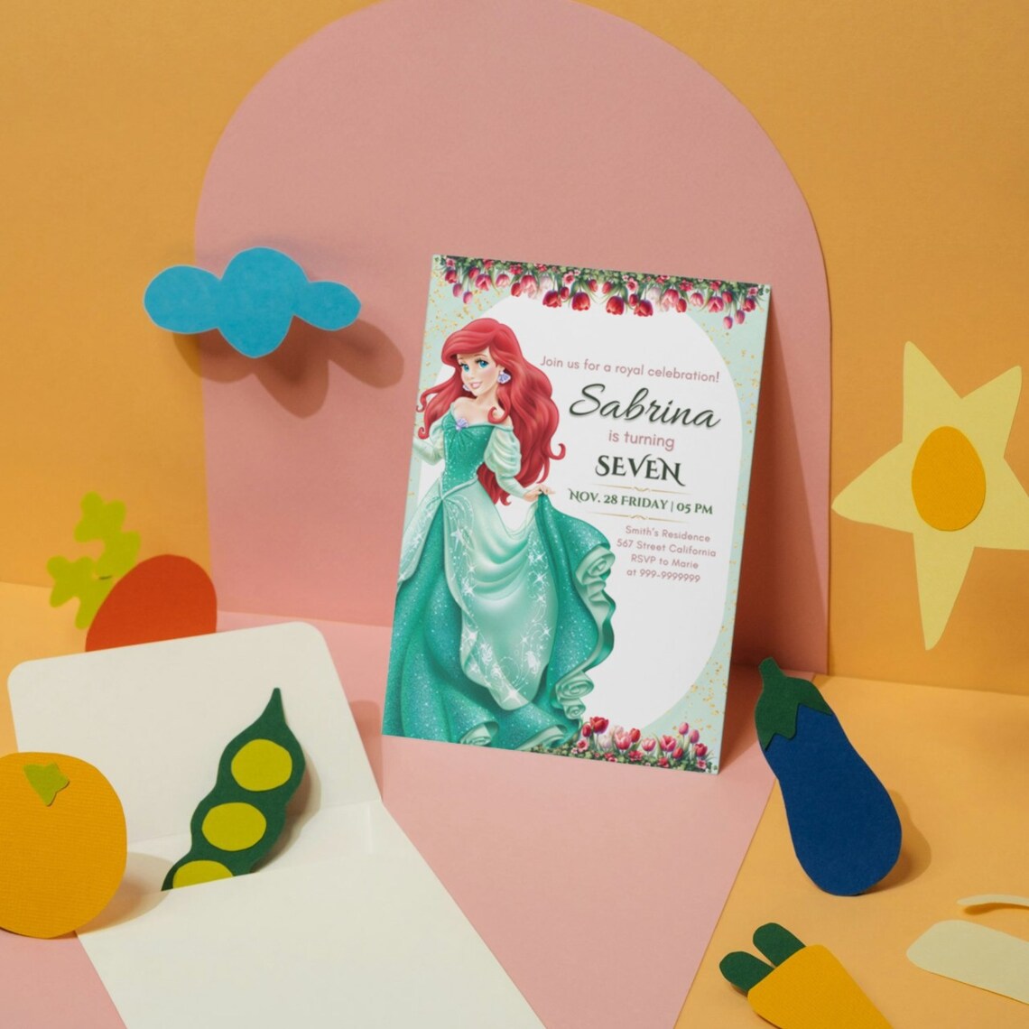 Editable ARIEL Birthday Invitation Ariel Party Invitation Mermaid ...