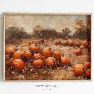 Pumpkin Patch Vintage Style Painting Wall Art | Warm Cottage Fall Decor | PRINTABLE | No. 078