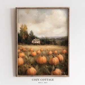 Pumpkin Patch Muted Vintage Style Painting Print | Cottage Fall Decor | PRINTABLE | No. 102