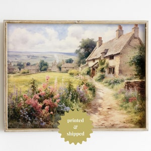 English Country Cottage Vintage Style Painting | Cozy Cottage Spring Decor | PRINTED AND SHIPPED | No. B023