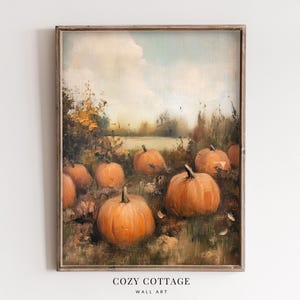 Pumpkin Patch Vintage Style Painting | Cottage Fall Decor | PRINTABLE | No. 113