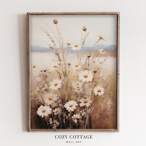 Daisy Flower Meadow Vintage Style Painting | Cottage Decor | PRINTABLE | No. 033