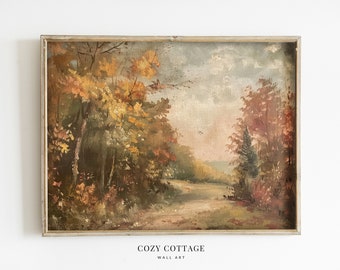 Autumn Landscape Vintage Style Painting Wall Art | Cottage Fall Decor | PRINTABLE | No. 063