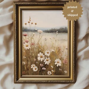 Daisy Wildflower Meadow Vintage Style Painting | Cottagecore Decor | PRINTED AND SHIPPED | No. B044