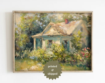 Country Cottage Vintage Style Painting | Farmhouse & Cottage Decor | PRINTED AND SHIPPED | No. B051