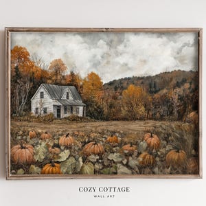 Pumpkin Patch Muted Vintage Style Painting Print | Cottage Fall Decor | PRINTABLE | No. 111