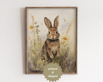 Little Rabbit Vintage Style Painting | Cottage Easter and Spring Decor | PRINTED AND SHIPPED | No. B035