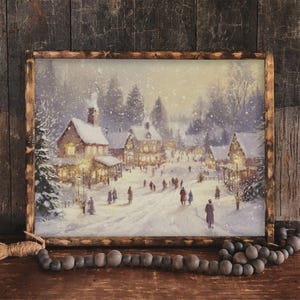 Carved Wood Winter Village Wall Art 19