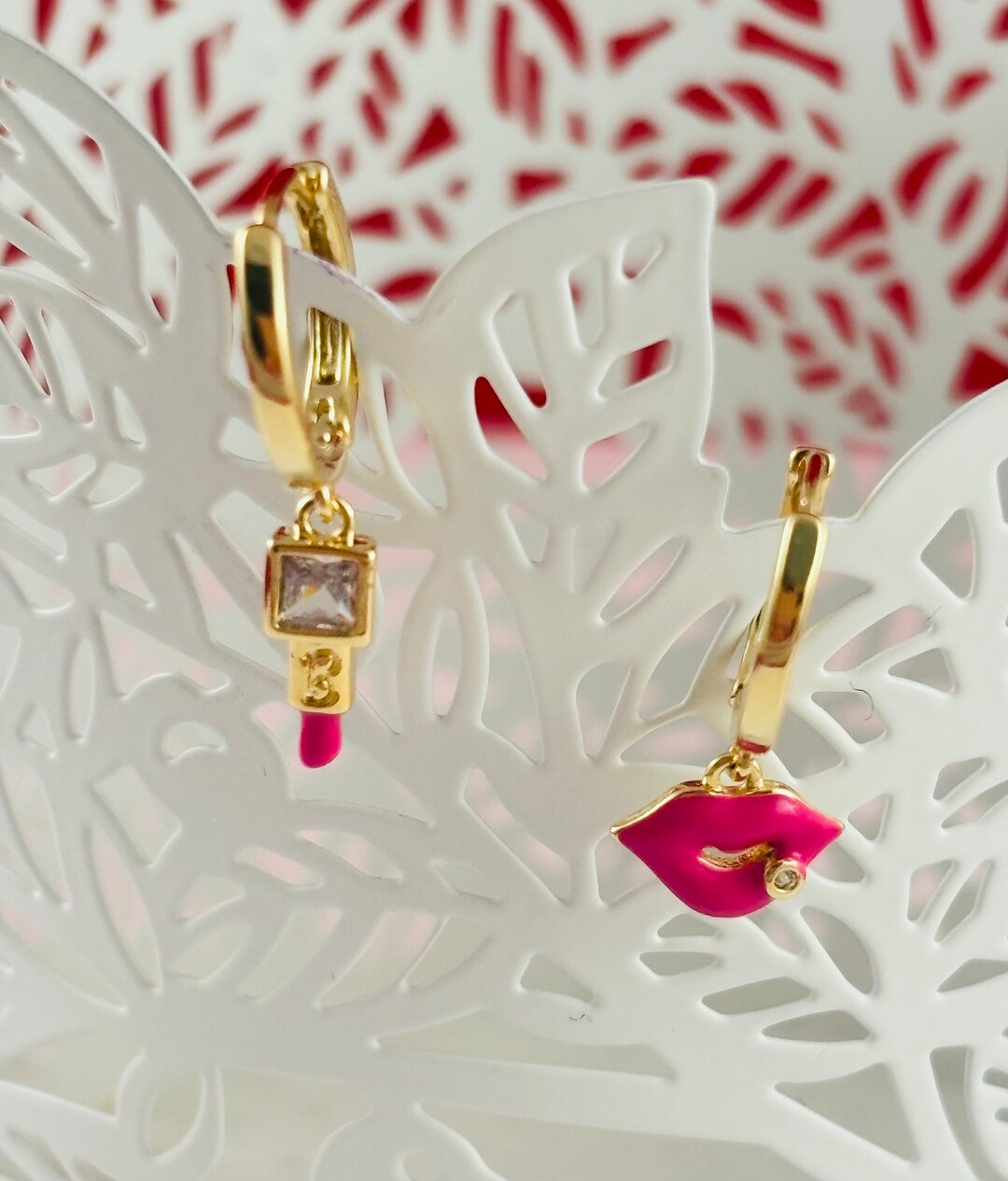 Barbie Lips Hoop Earrings Etsy