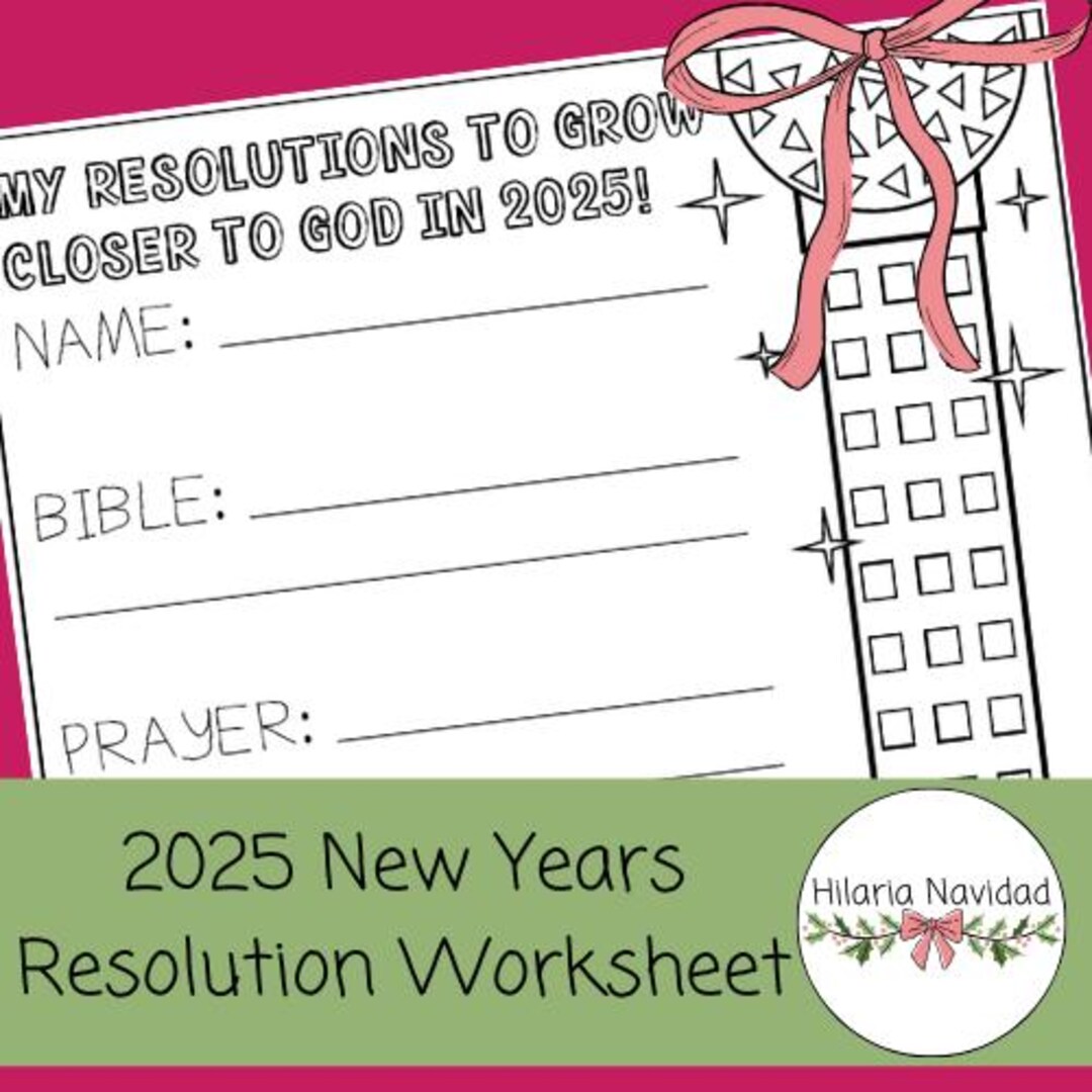 2025 New Years Resolution Worksheet - Spiritual Goals (for Sunday ...