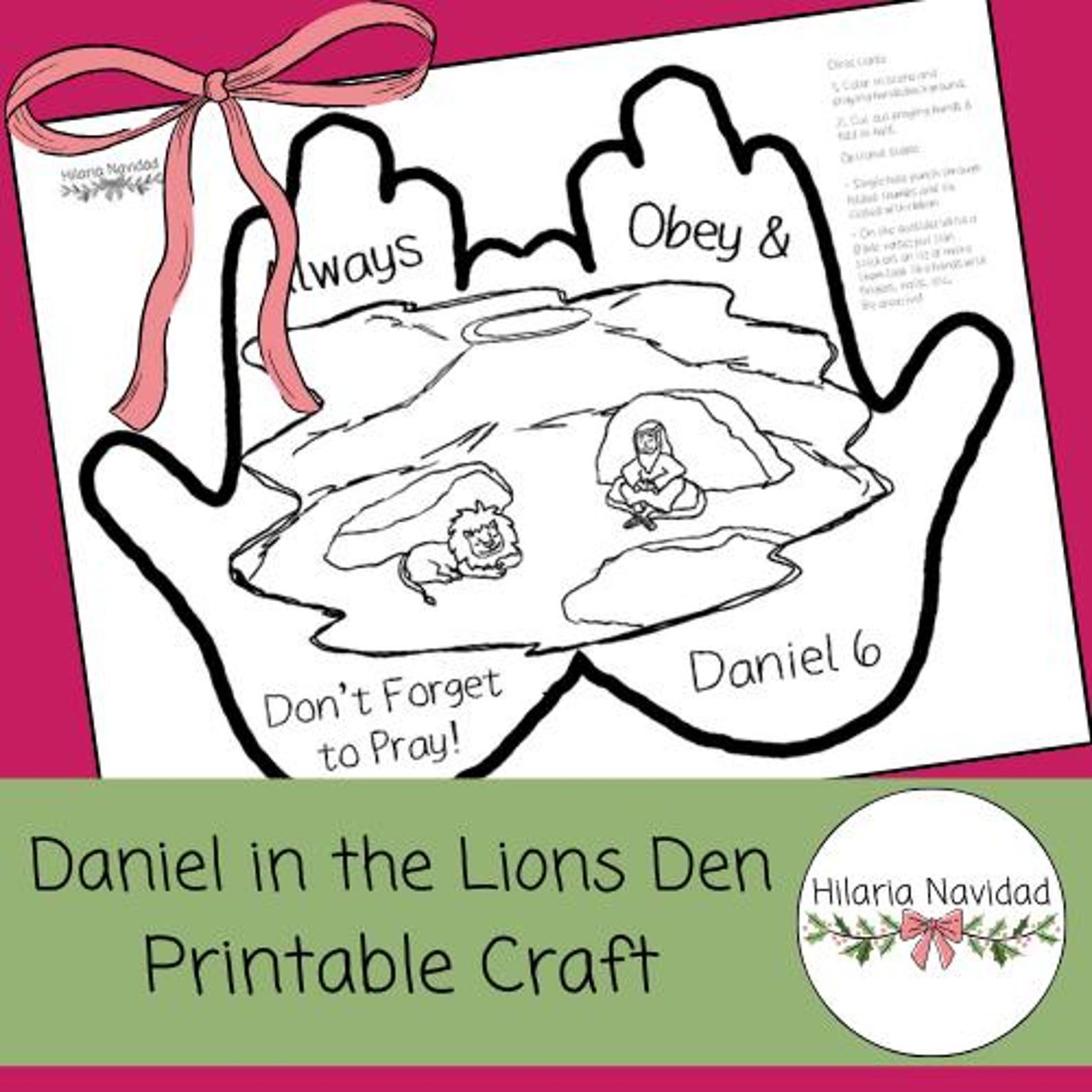 Daniel in the Lions Den Printable Craft (daniel 6 Craft for Sunday ...