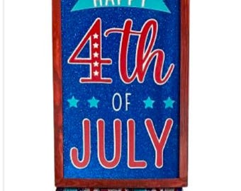 Patriotic 4th of July Ribbon Door Hanger, Red White Blue Wall Decor, USA Sign, Independence Day  Decoration, Party decor, semiquincentennial