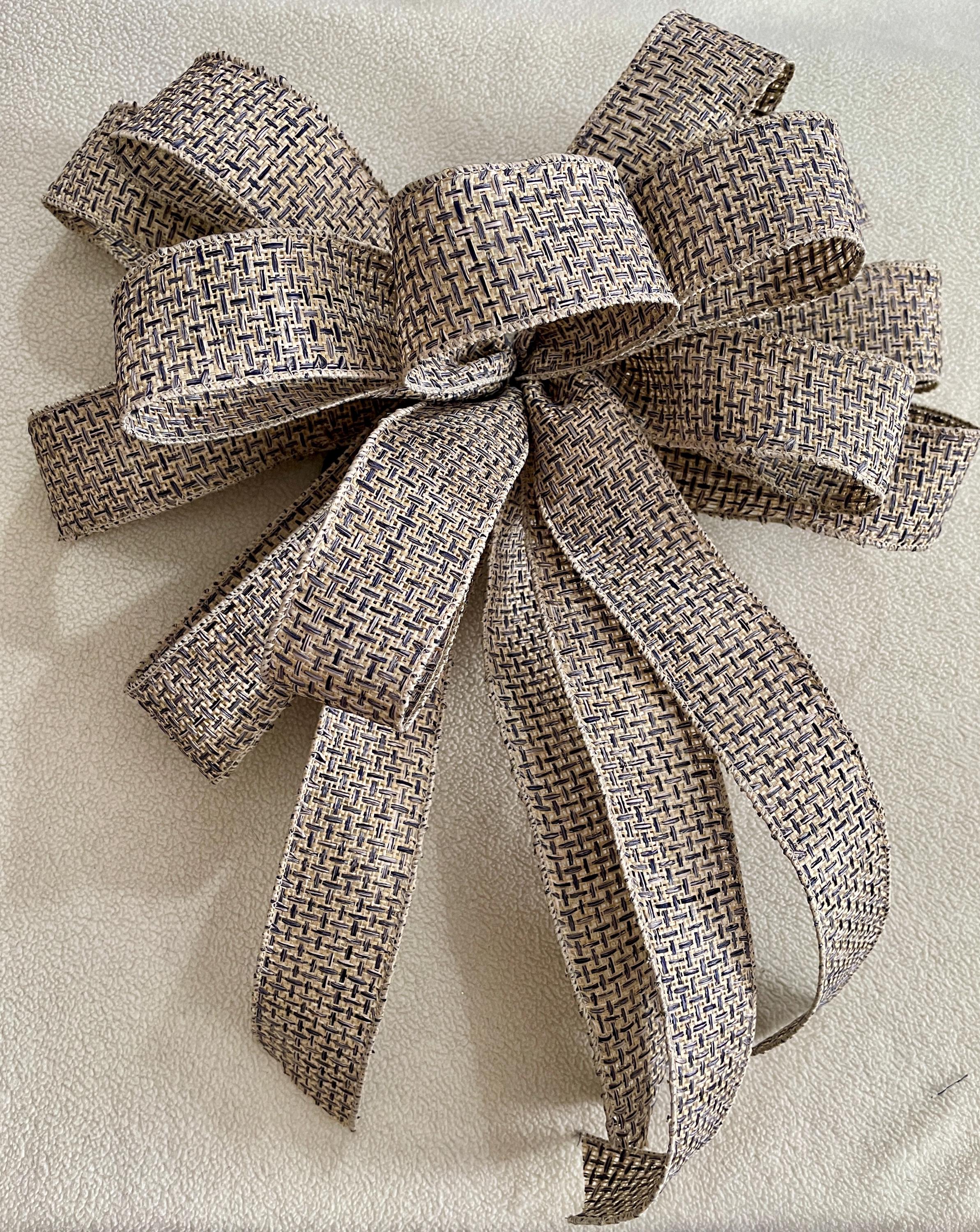 Handmade Rustic Farmhouse Ribbon Bow: Tan Burlap Wreath Decor - Etsy