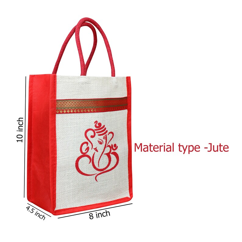 Ganesha Print Jute Bags 10 X 8 perfect Return Gifts, Indian Gift Bags